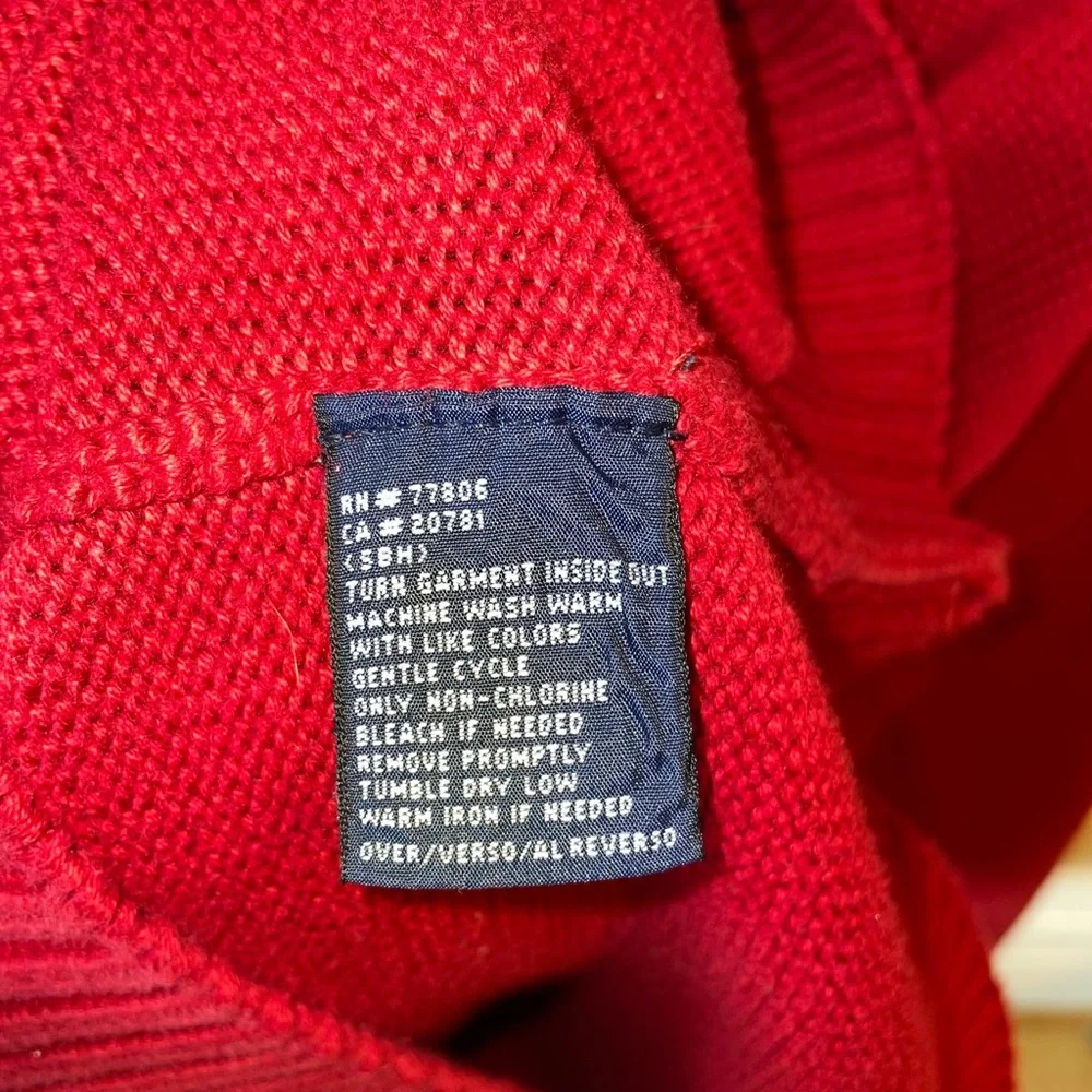 Vintage 90’s Tommy Hilfiger Red Sweater Mens L Large Pullover‎ 100% Cotton Knit